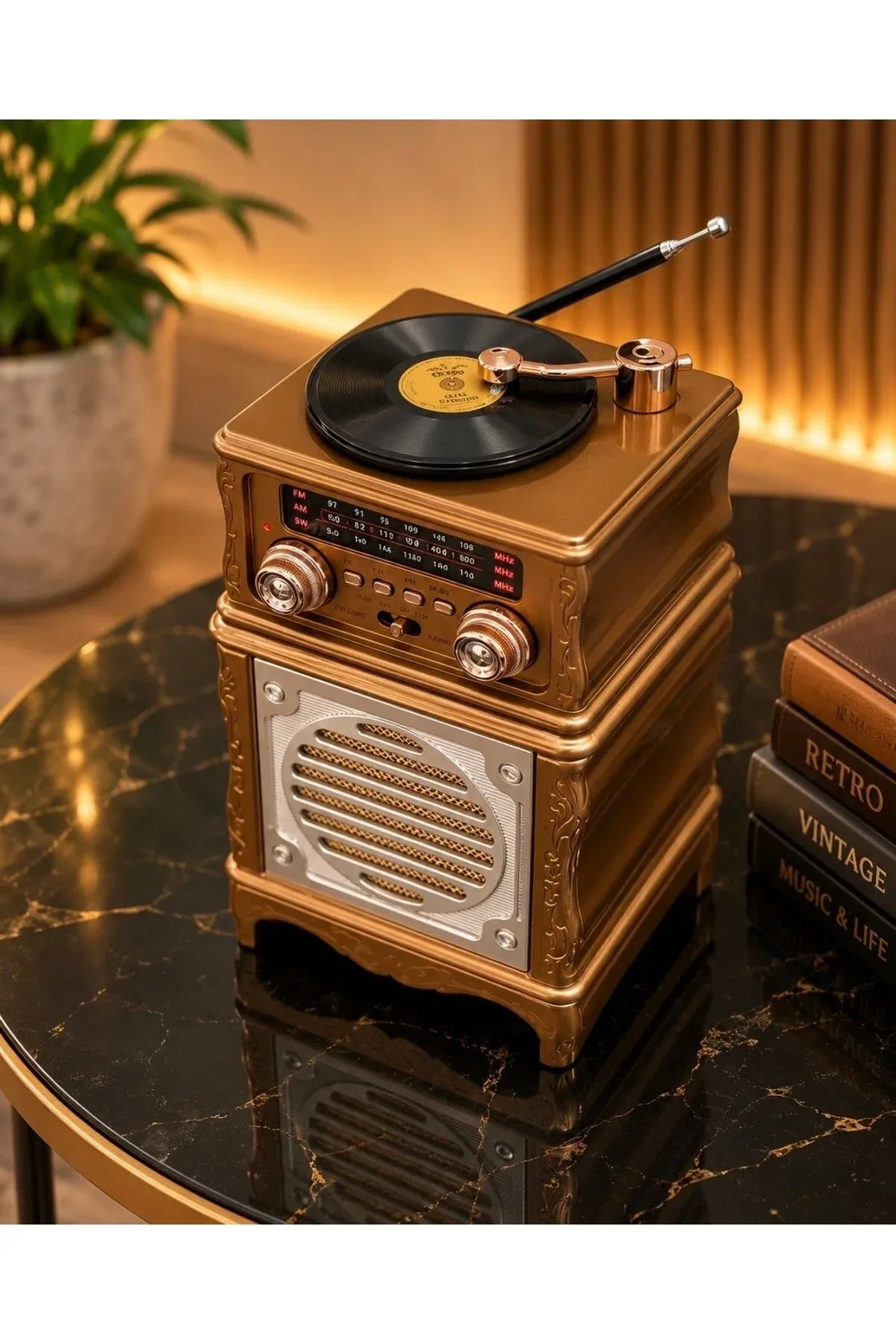 Nostaljik Ahşap Görünümlü Radyo - Bluetooth Hoparlör, Usb/sd/aux Girişli Şarjlı Retro Radyo - Görsel 2