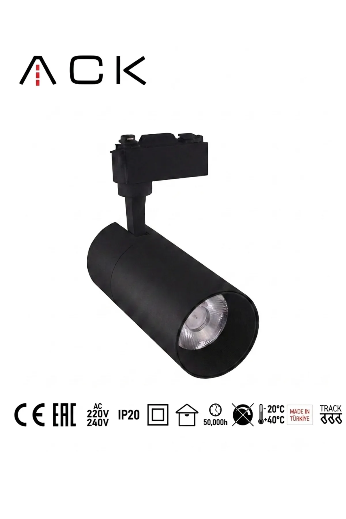 10W Alüminyum LED Ray Spot Armatür Siyah Kasa 4000k Sıcak Beyaz AD30-01011 - Görsel 3