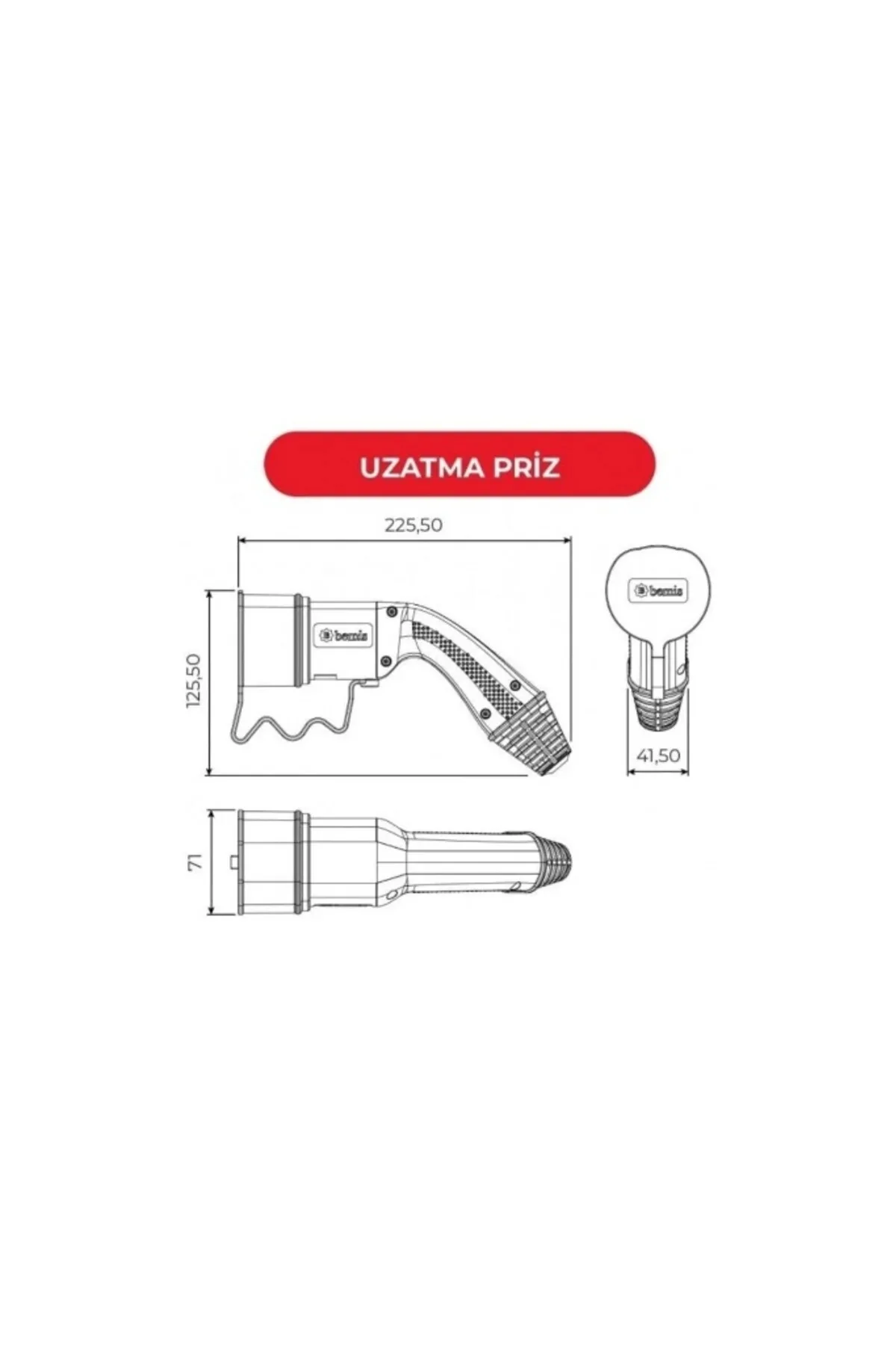 Elektrikli Araç Kablolu Şarj Seti BEV-5032-1205(Trifaze 32A 5Metre) - Görsel 3