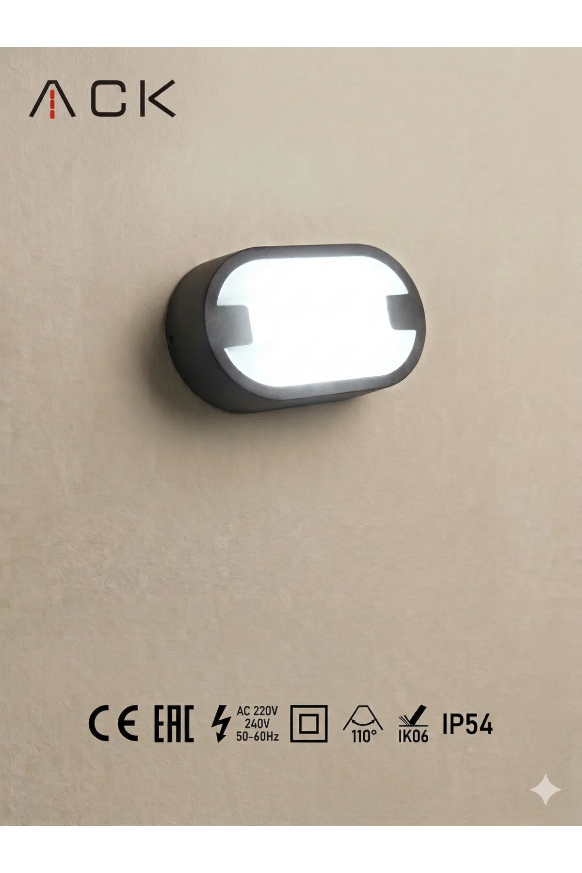 15W LED Oval Armatür – IP54 Su Geçirmez Bahçe ve Duvar Apliği 6500K Beyaz Işık - Görsel 2