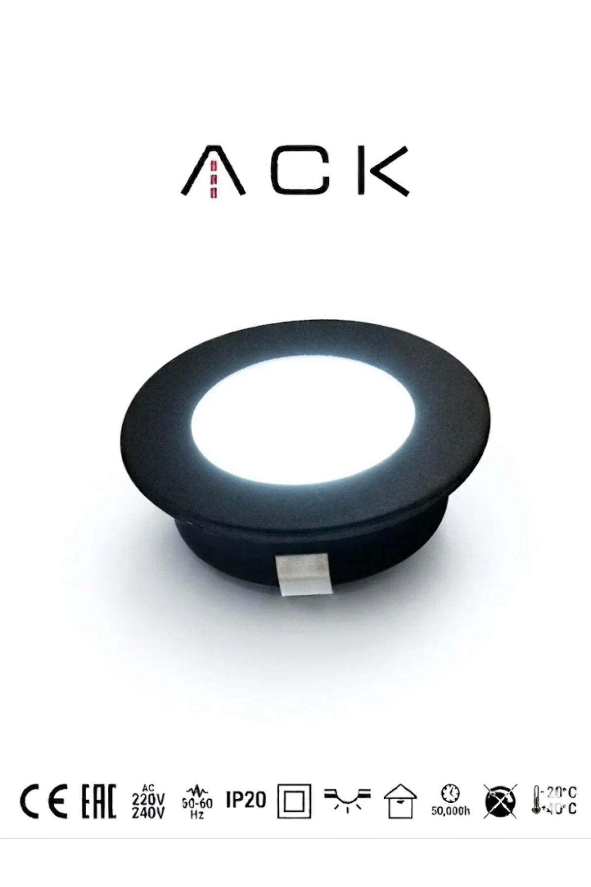 2.5W LED Mobil Spot - Gömme Tavan Spotu Siyah Kasa 6500K - Görsel 2