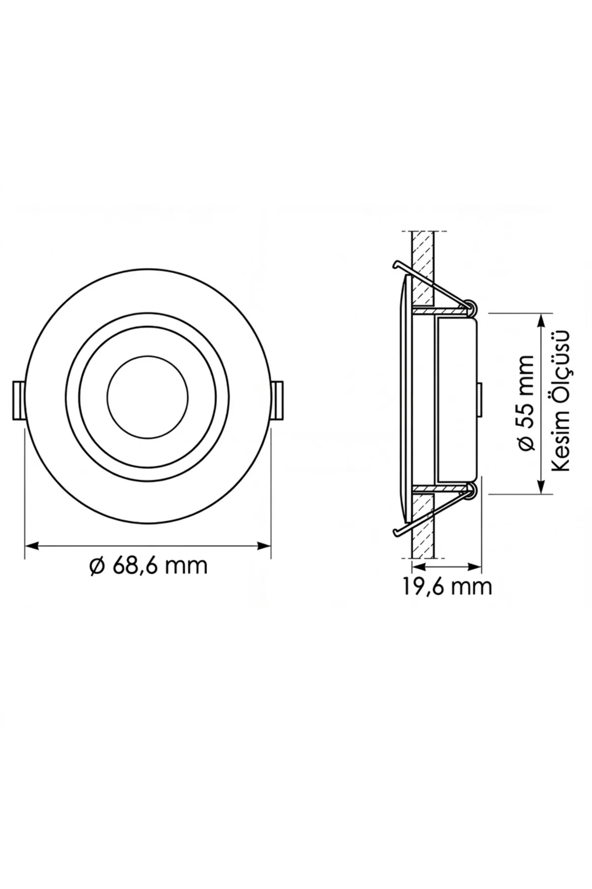 2.5W LED Mobil Spot - Gömme Tavan Spotu 6500K - Görsel 2