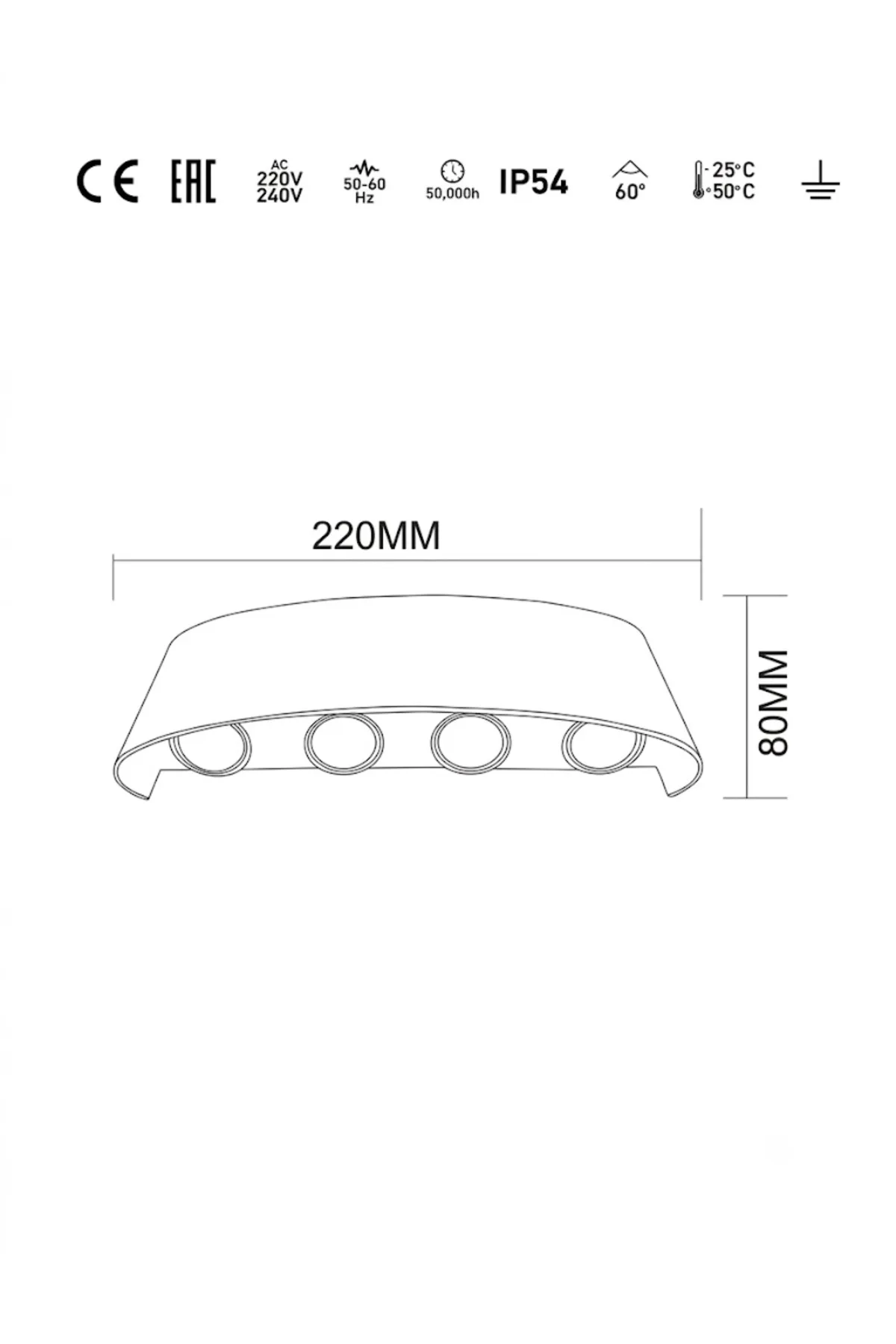 SİYAH KASA HAİTİ LED APLİK IP54 3000K 8*1W / SMD CHIP 50.000 SAAT KULLANIM ÖMRÜ - Görsel 3