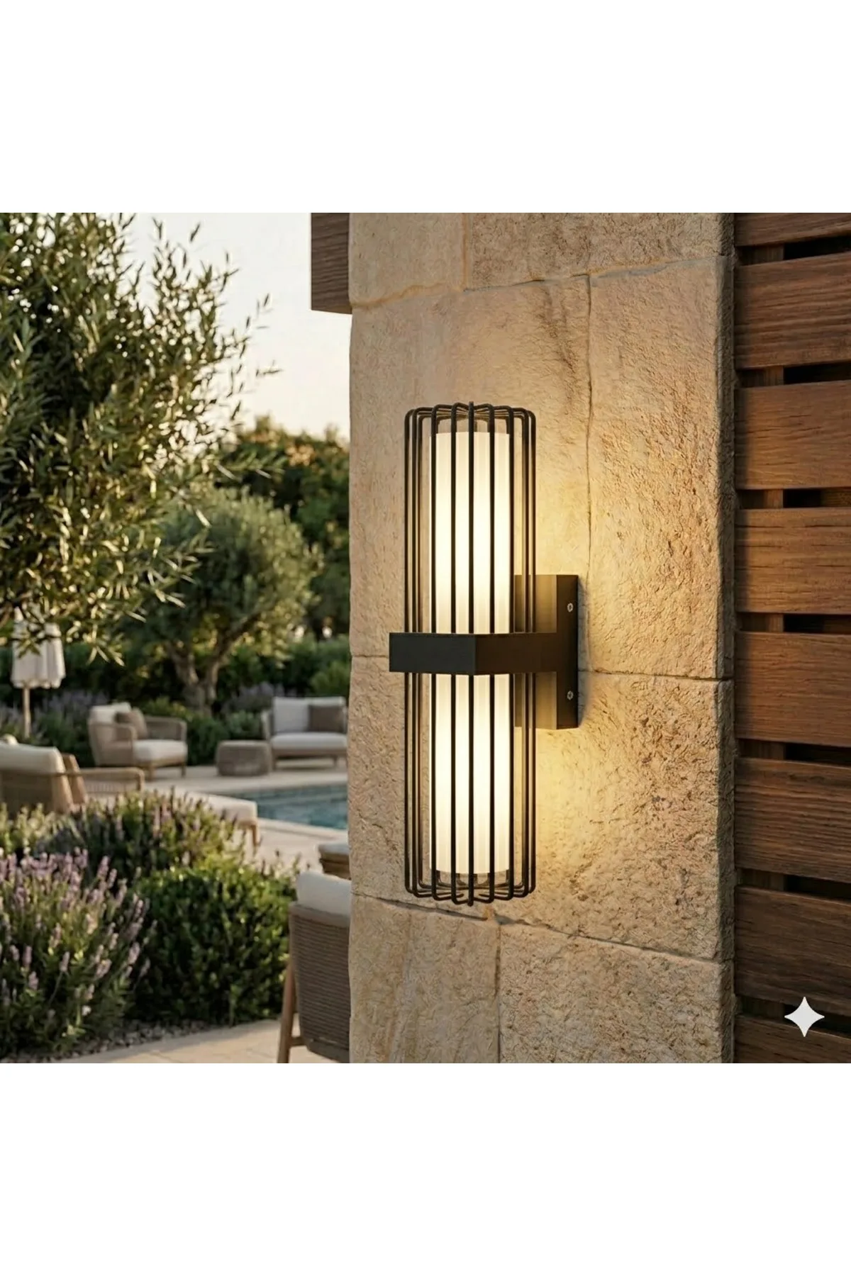 Assos Alüminyum Dış Mekan Bahçe Duvar Apliği - IP54 Su Geçirmez Siyah Modern Kafesli Armatür