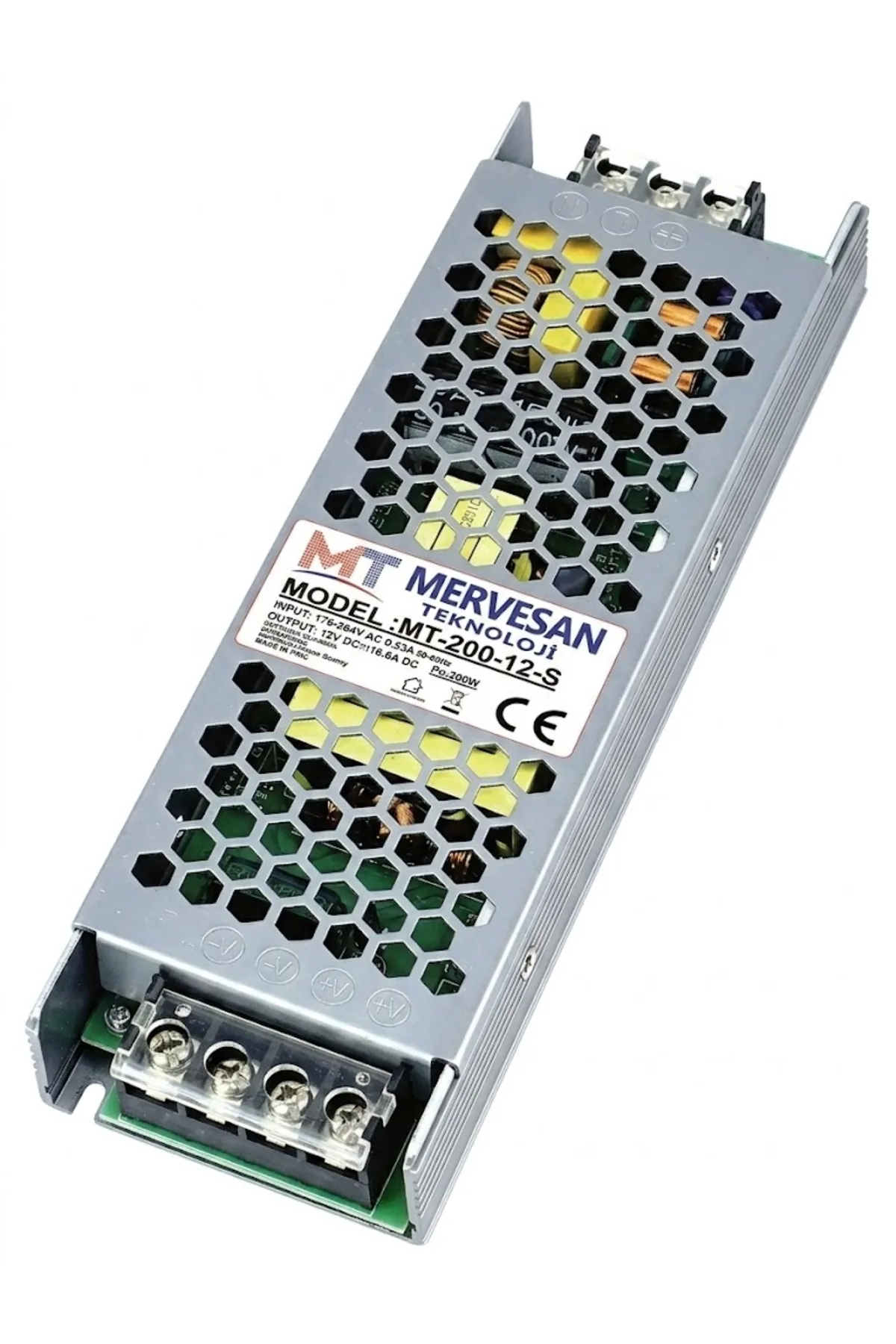 16.5 AMPER SLİM TRAFO MT-200-12-S 12 VDC 16.5 Amper (SMPS)