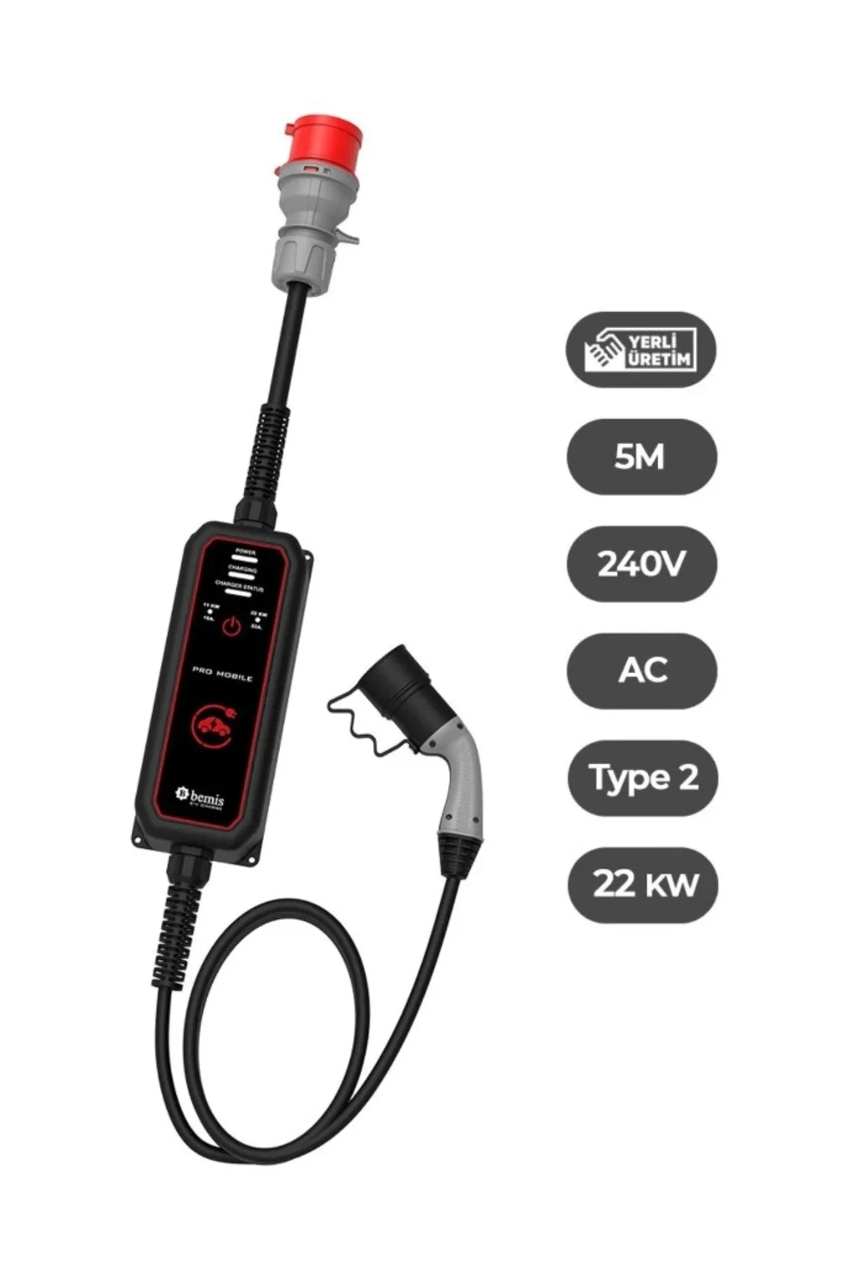 11 - 22 kw Pro Mobil Araç Şarj Aleti 5 Metre BEV-2331-0001