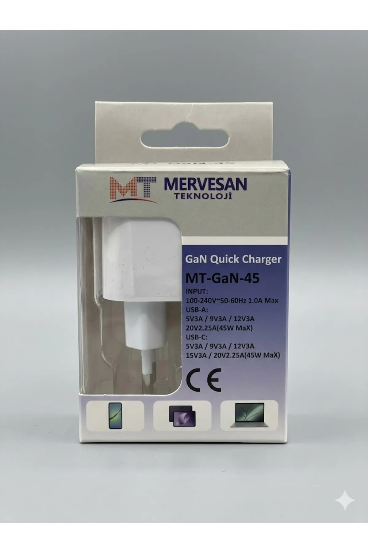 MT-GAN-45 HIZLI ŞARJ ADAPTÖRÜ 45W BEYAZ