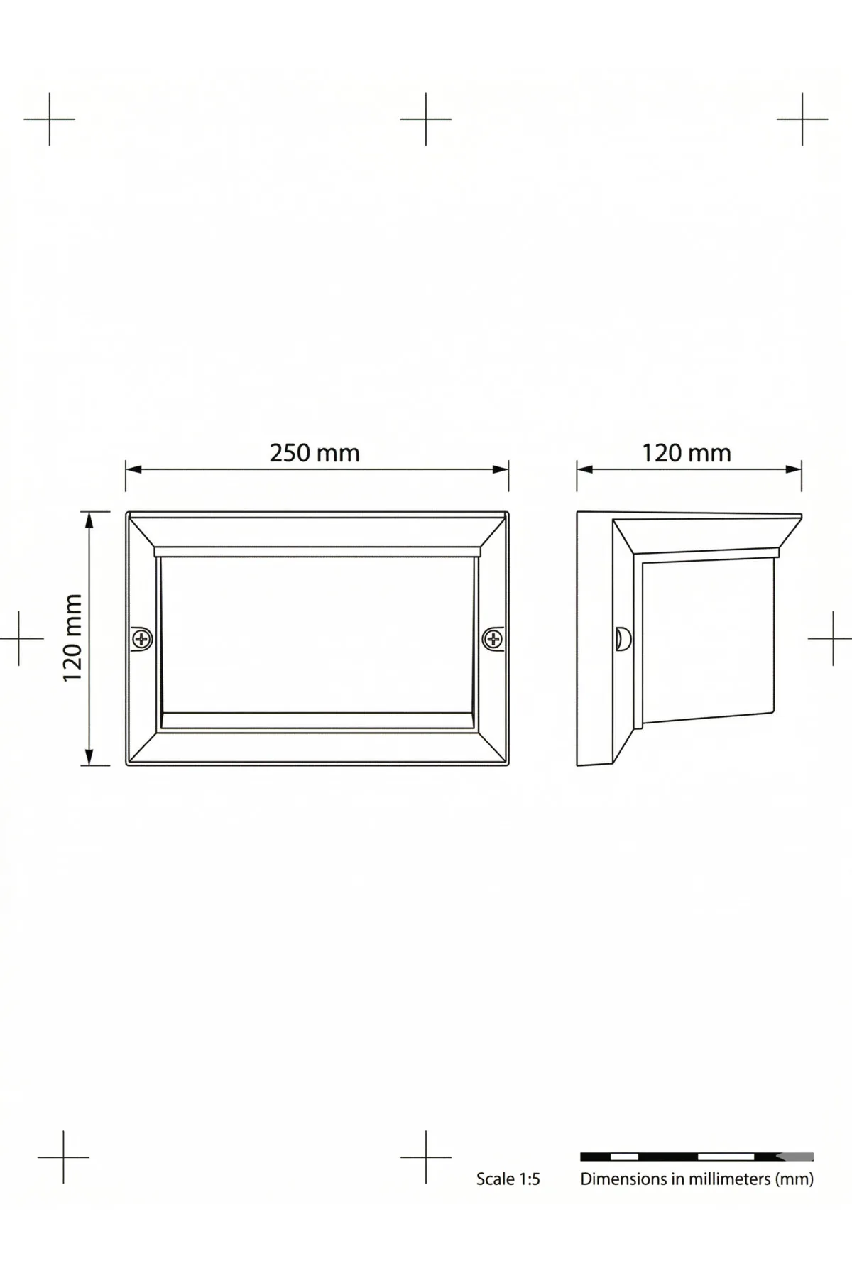 Lunar E27 Bahçe Duvar Apliği IP54 60W (120x120x250 mm) - Görsel 4
