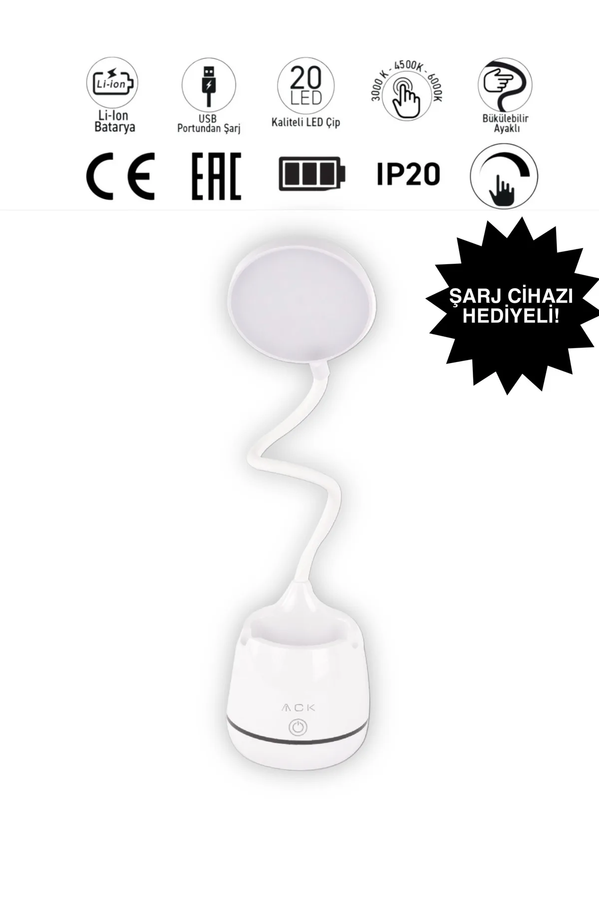 DOKUNMATİK DİMLİ LED MASA LAMBASI 2,5W - Görsel 3