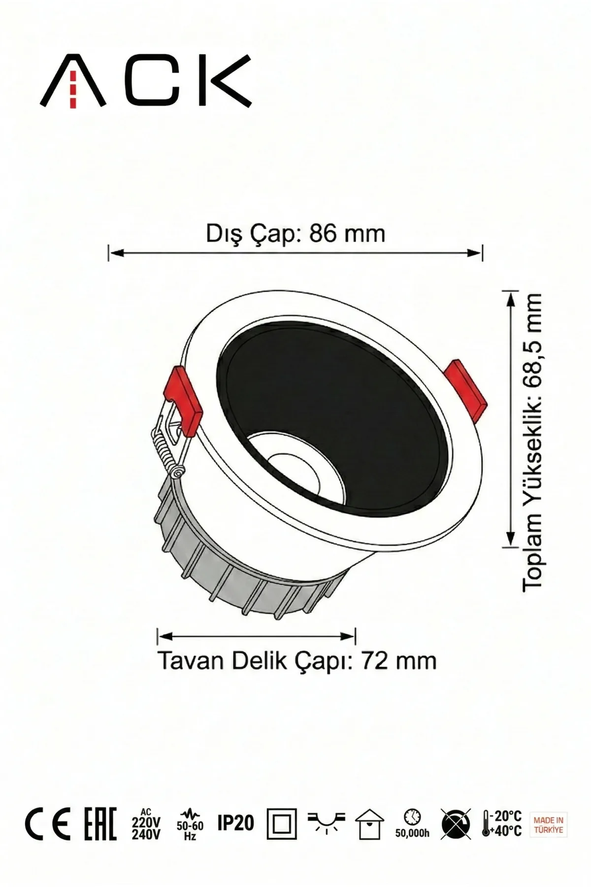 Led Spot 5W Siyah Çerçeve 4000K - Görsel 3