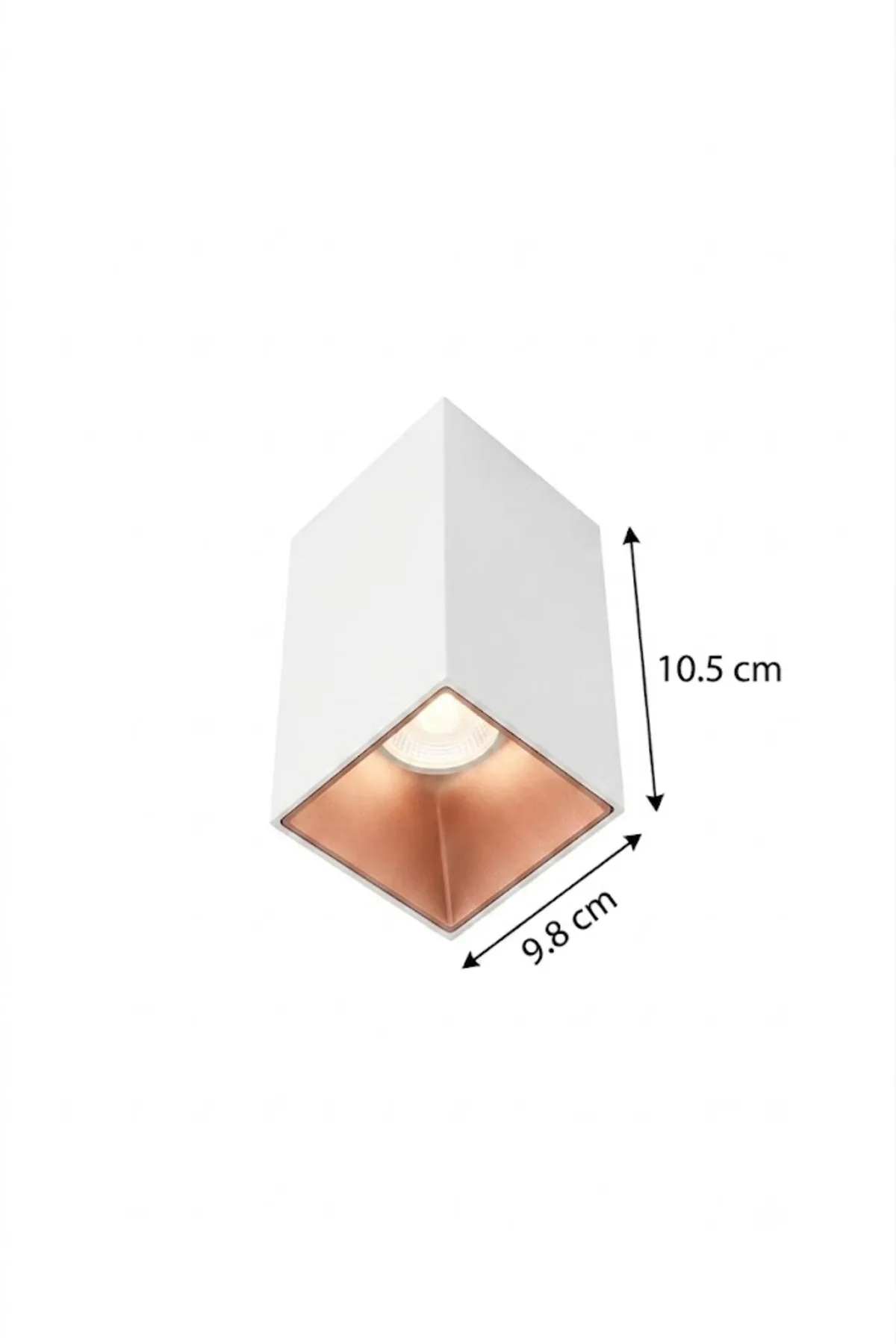 SIVA ÜSTÜ DEKORATİF ARMATÜR ALTIN REFLEKTÖR BEYAZ METAL KARE KASA - Görsel 2