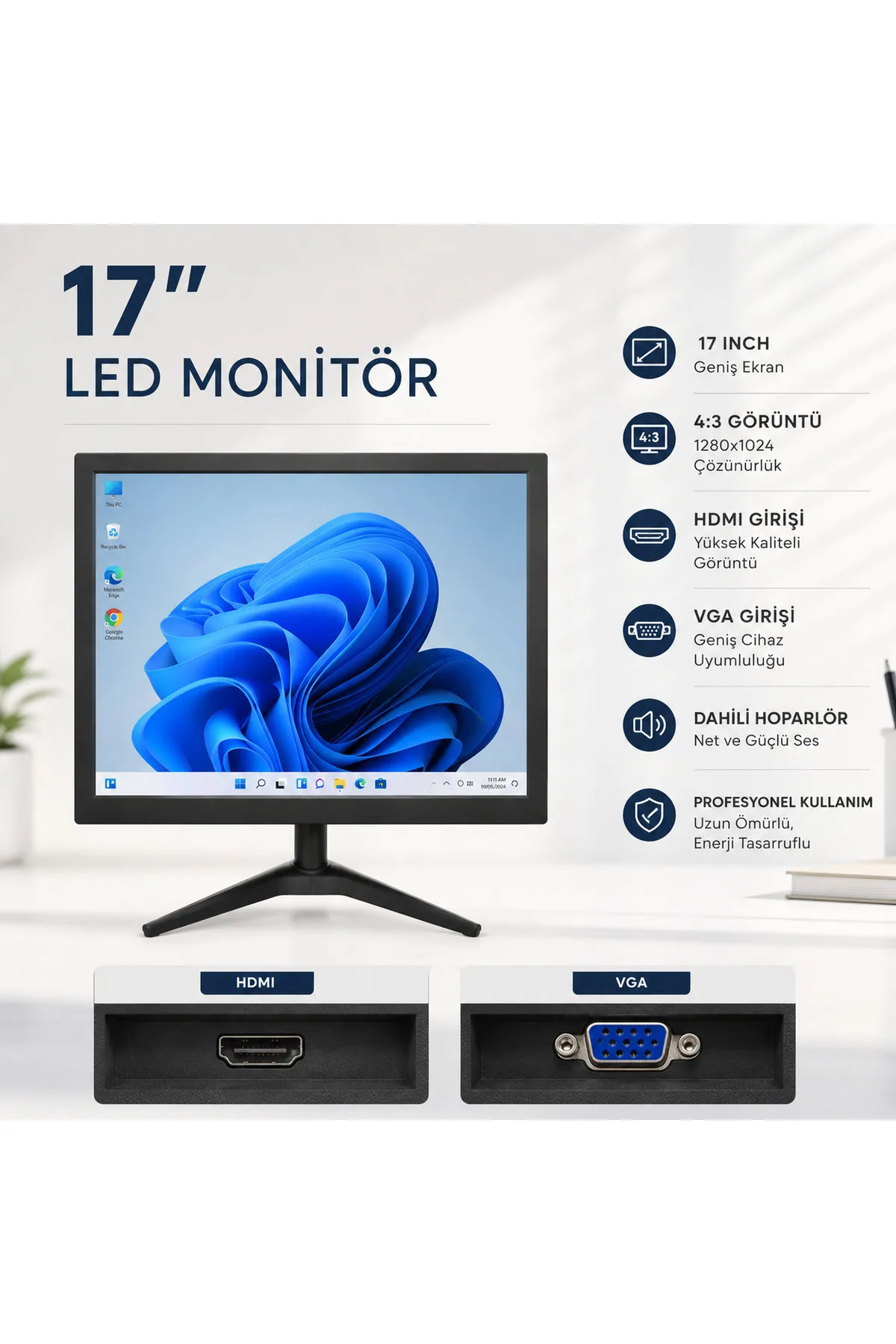 CN-170PCM 17 İnç Led Monitör | 1280x1024 Çözünürlük | HDMI VGA Girişli