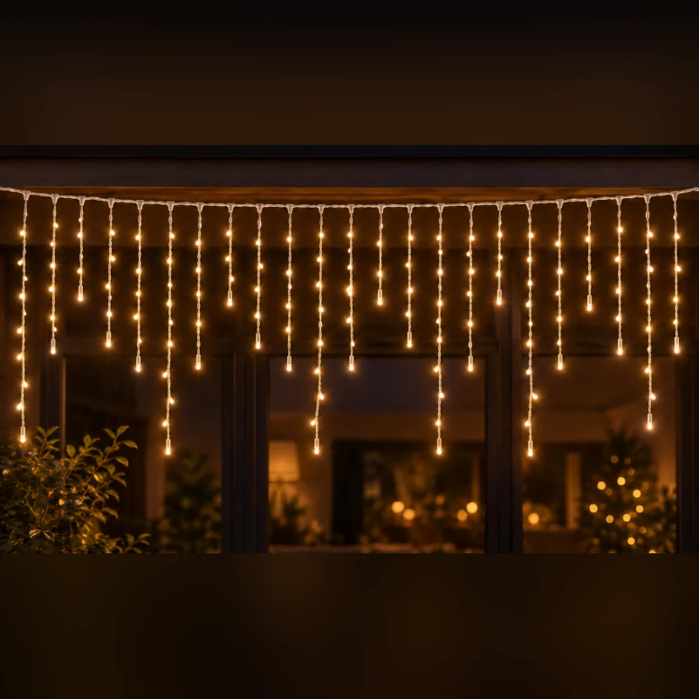 LED Saçak 120 LED 3 m IP65 Sabit – Gün Işığı, Beyaz Kablo