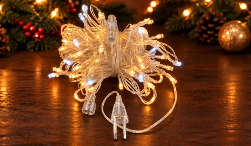 LED String 100 LED 10 m IP44 Çakarlı – Gün Işığı, Şeffaf Kablo - Görsel 2