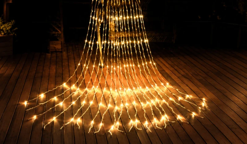 Yağmur Perde 512 LED 2 × 3 m IP44 8 Animasyonlu – Gün Işığı, Şeffaf Kablo - Görsel 2