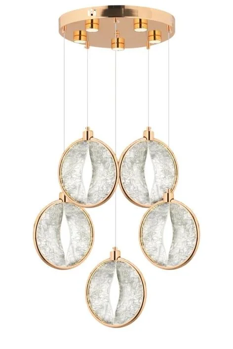 Asya 5’li Gold 3 Renk Ledli Modern Lüx Avize