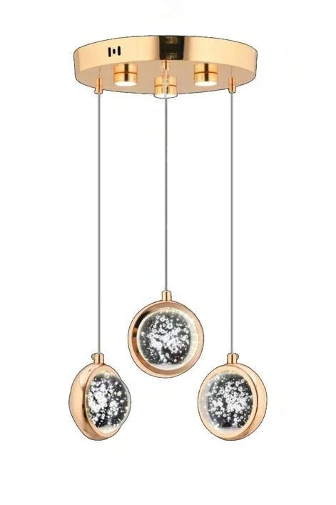 Dünya 3’lü Gold Ledli Modern Lüx Avize