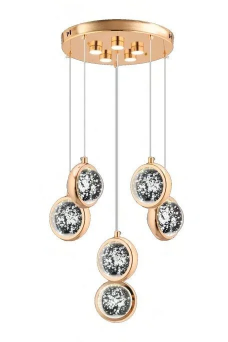 Dünya 6’lı Gold Ledli Modern Lüx Avize