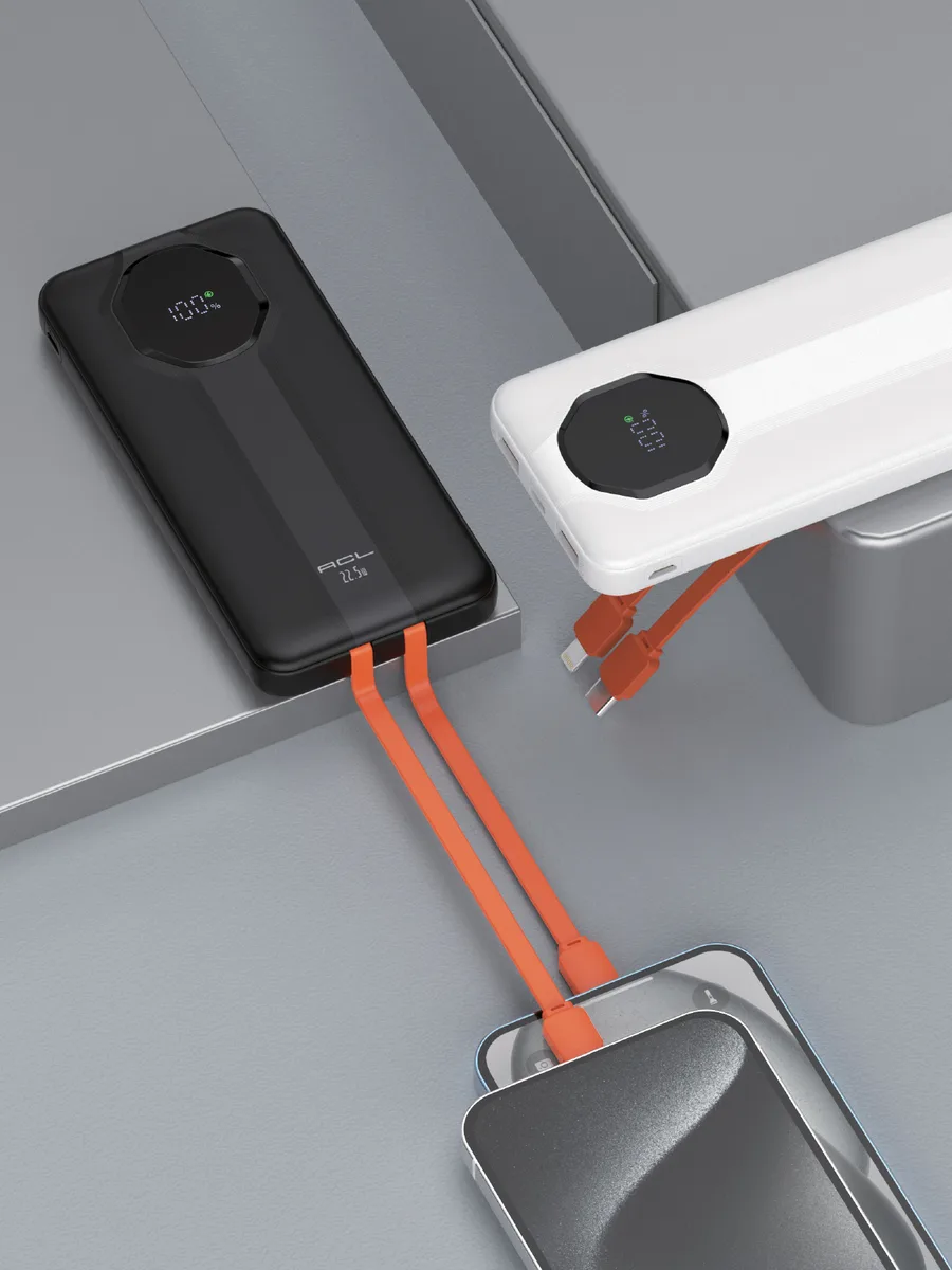 ACL PW-106 10000 mAh 22.5W Super Fast Charging Powerbank – Dahili Çift Kablolu ve LCD Göstergeli - Görsel 4