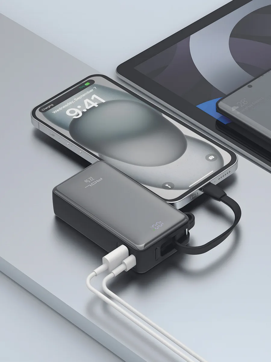 ACL PW-109 10000 mAh 22.5W Super Fast Charging Powerbank – Dahili Type-C Kablolu ve LCD Göstergeli - Görsel 3