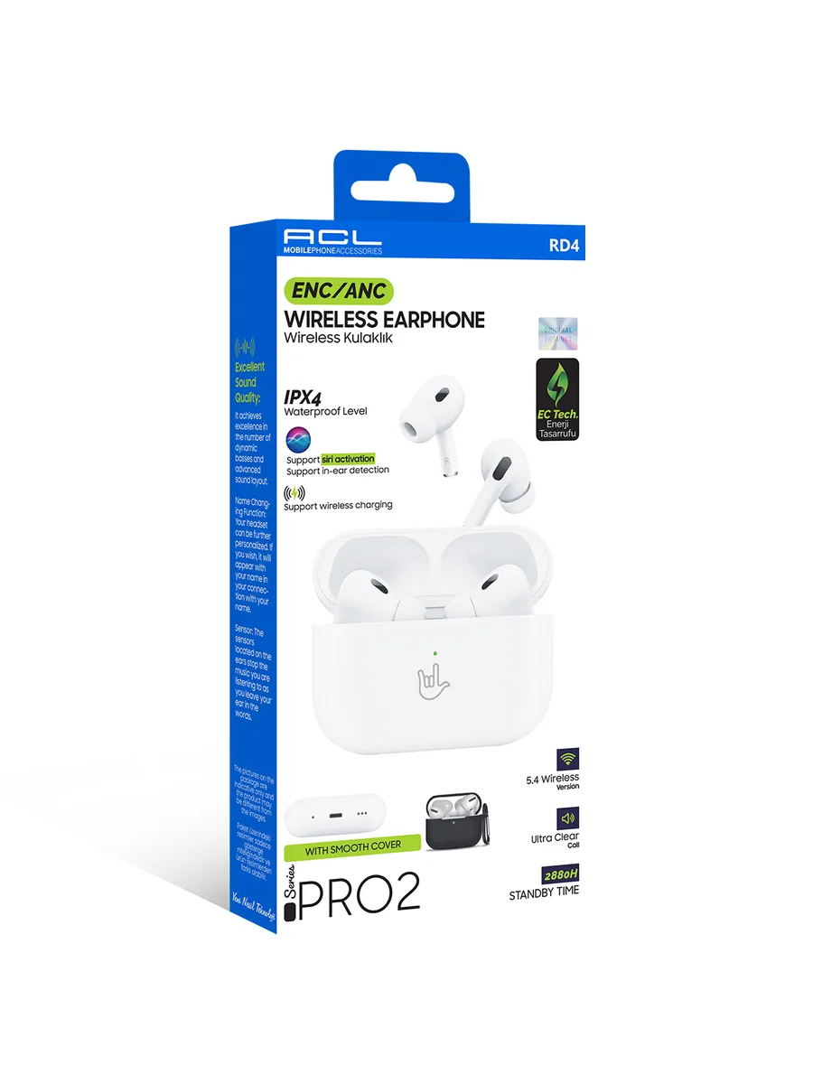 ACL RD4 Pro 2 Serisi ANC/ENC Gürültü Engellemeli Bluetooth 5.4 Kablosuz Kulaklık – Kablosuz Şarj ve İsim Değiştirme Özellikli