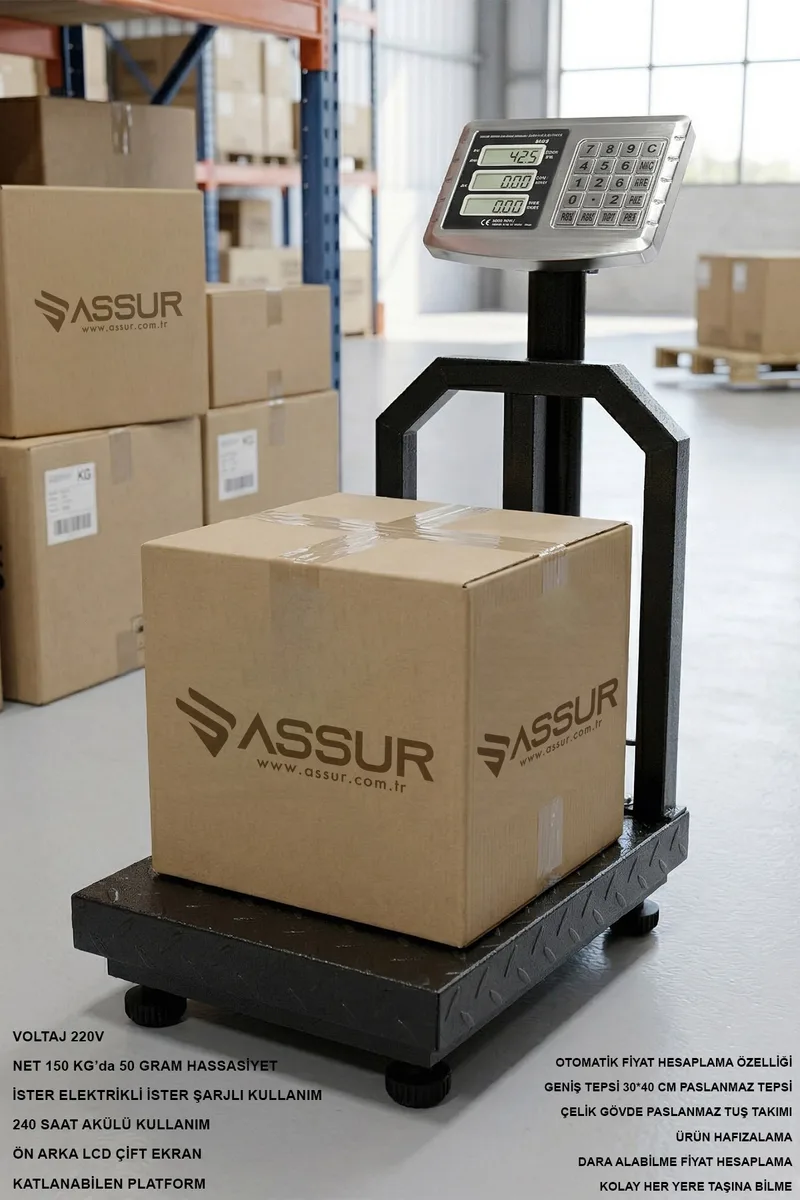 ASSUR 150 kg Kantar Hassasiyetli Katlanabilir Dijital Elektronik Terazi - Görsel 2