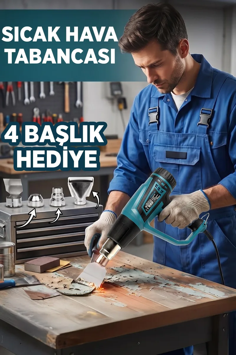 ASSUR 2000W 2 Kademeli 4 Başlıklı Sıcak Hava Tabancası - Görsel 2
