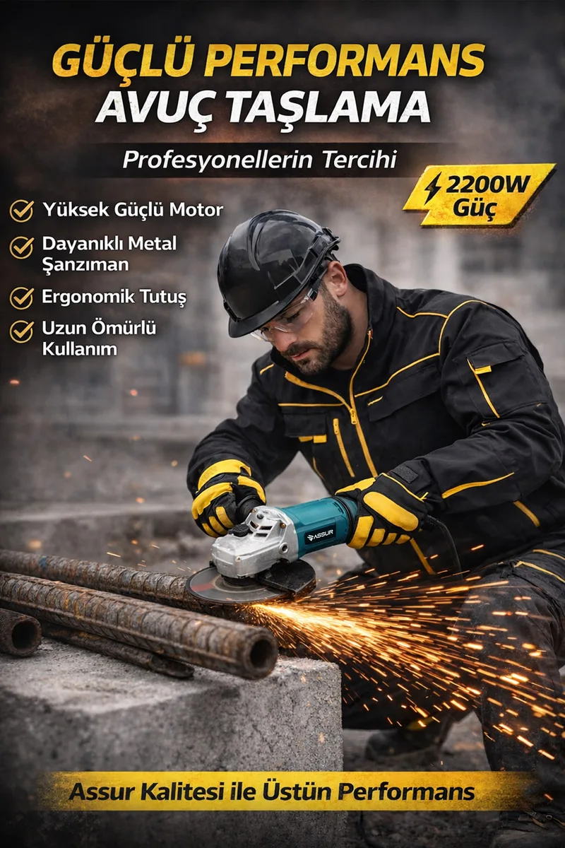ASSUR 2200W 230mm Disk Çapı Döner Tetikli Spiral Taşlama Makinesi - Görsel 2