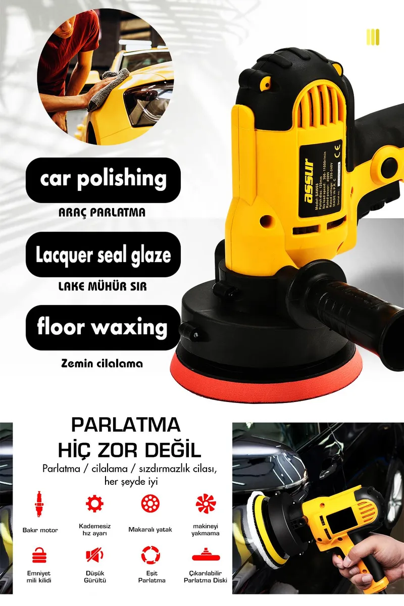 Assur 450W Elektrikli 125MM Dikey Polisaj Zımpara Makinesi - Görsel 4