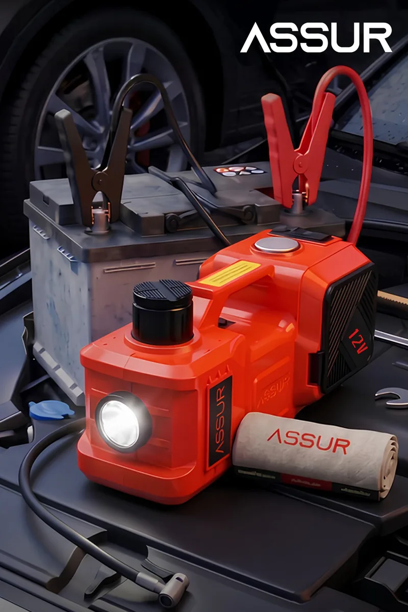 Assur 5'i 1 Arada 5 Ton Hidrolik Kriko 12V Hava Kompresörü & Bijon Sökme Sıkma Makinesi - Görsel 3