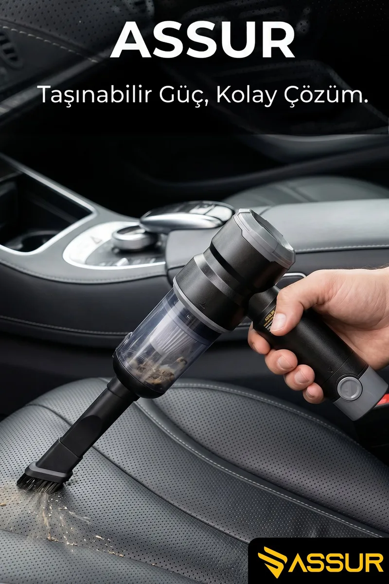 ASSUR 7.2V Type-C Şarjlı Üflemeli Mini Araç Süpürgesi - Görsel 4