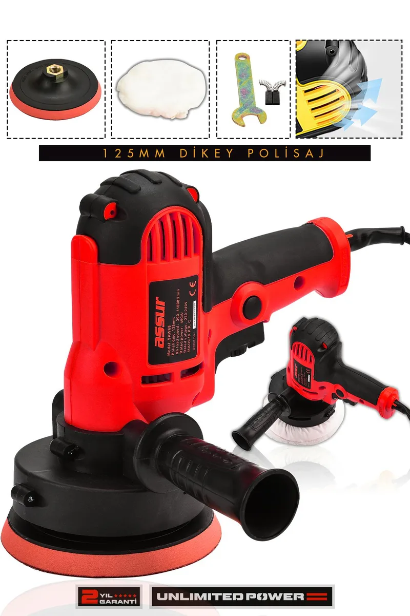 Assur Pro 450W Elektrikli 125MM Dikey Polisaj Zımpara Makinesi - Görsel 2