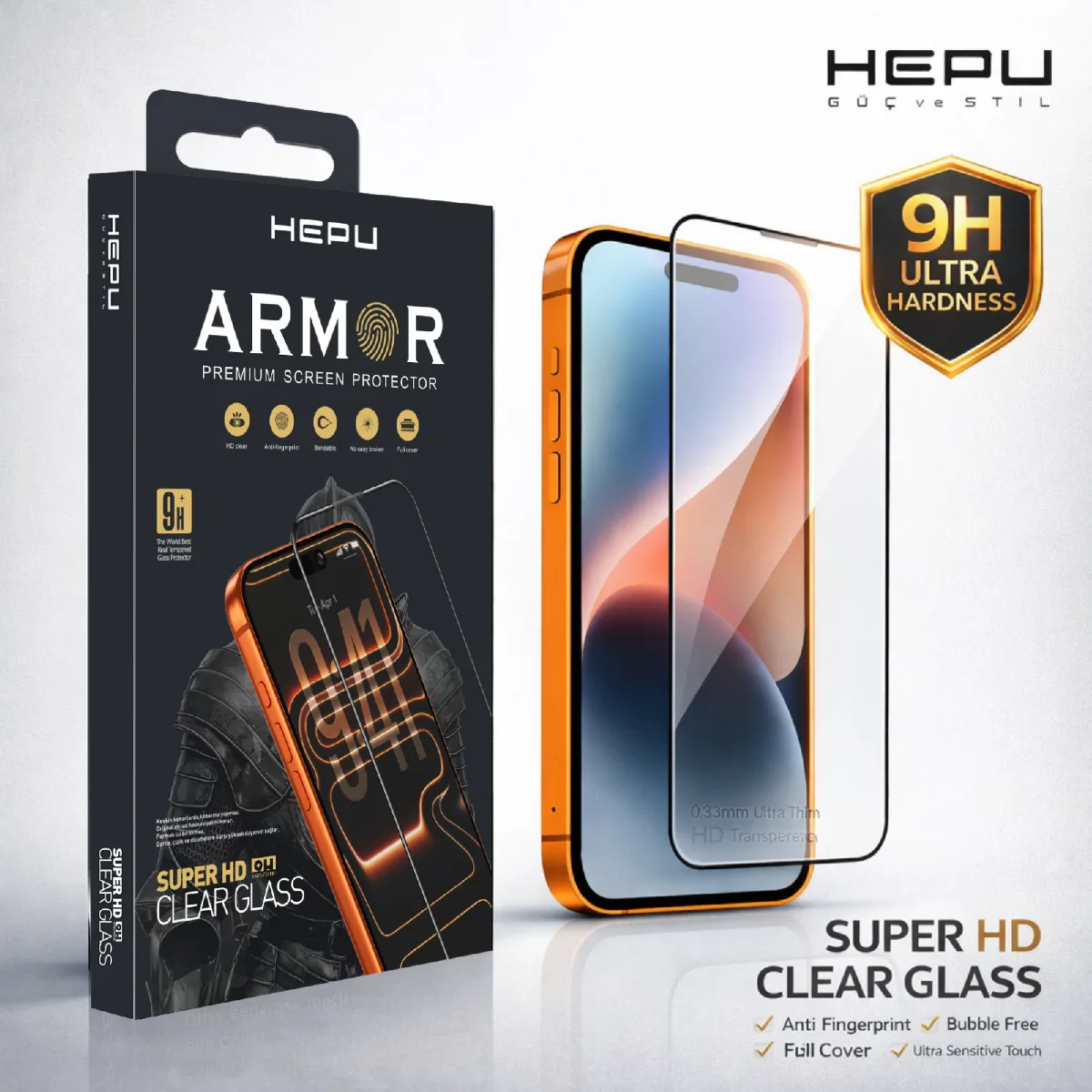 HEPU ARMOR Series Clear HD Cam Ekran Koruyucu – iPhone 16 Pro Max Uyumlu