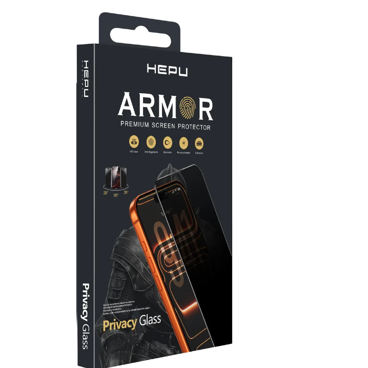 HEPU ARMOR Series Privacy Cam Ekran Koruyucu – iPhone 15 Pro Max Uyumlu - Görsel 3