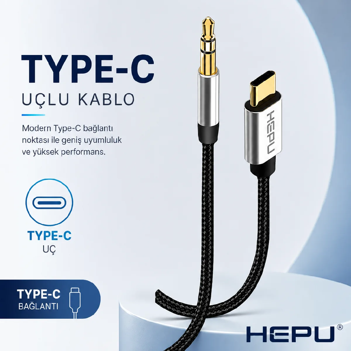 HEPU HP-20 AUX Kablosu Type-C Jack Çevirici - Görsel 4