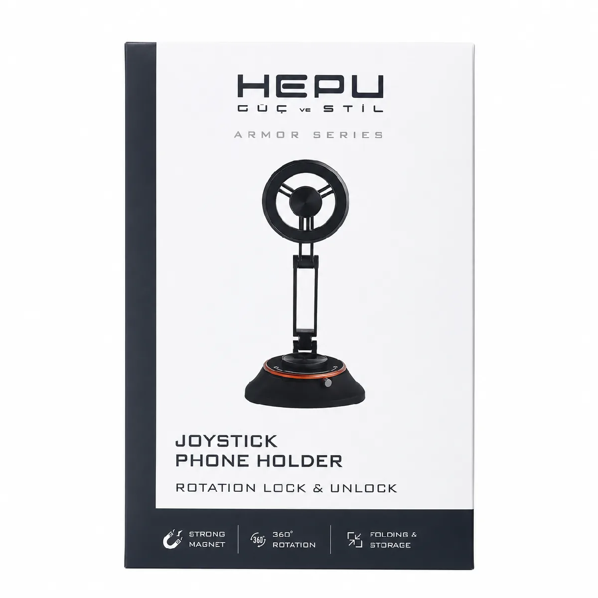 HEPU HP-AA01 Manyetik Araç İçi Telefon Tutucu – 360° Dönebilen, Katlanabilir Alüminyum Gövde - Görsel 2