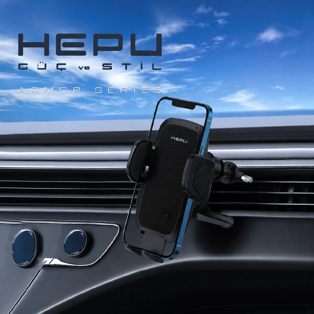 HEPU HP-AA04 Armor Havalandırma Tipi Araç Telefon Tutucu – Otomatik Kilitli, 360° Dönebilen Tasarım - Görsel 6