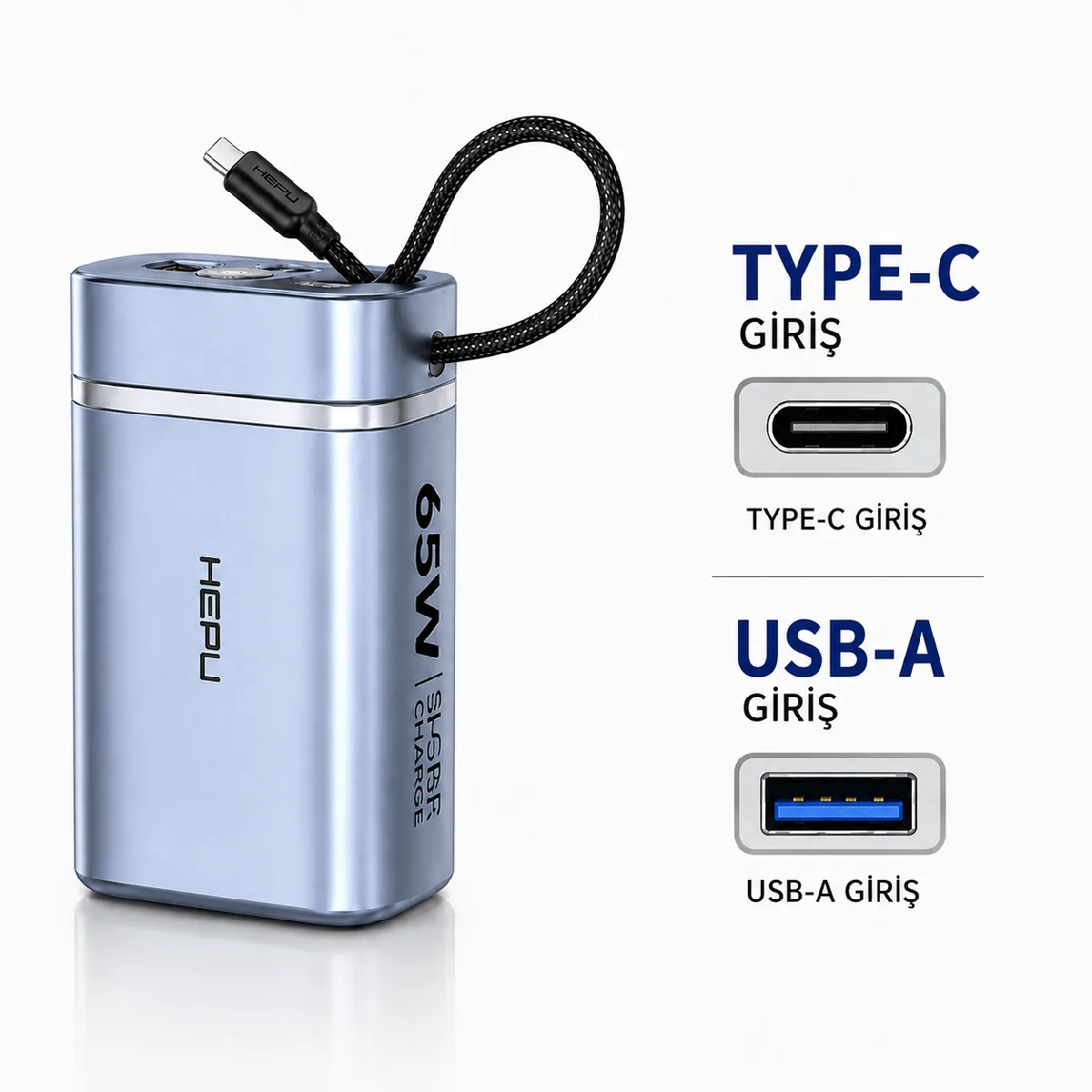 HEPU HP-AP05 Armor Powerbank – 30.000 mAh, 65W Hızlı Şarj, Type-C, Lightning ve USB-A Çıkışlı - Görsel 4