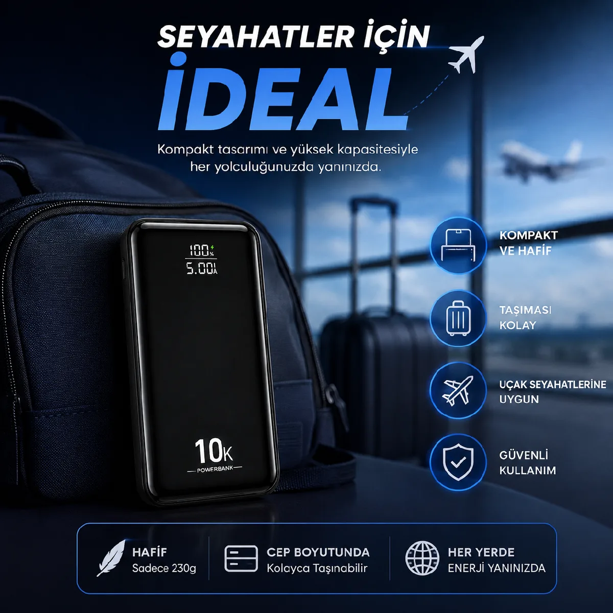 HEPU HP-AP08 Armor Powerbank – 10.000 mAh, Entegre Çoklu Kablolu, Dijital Göstergeli, Hızlı Şarj Destekli - Görsel 5