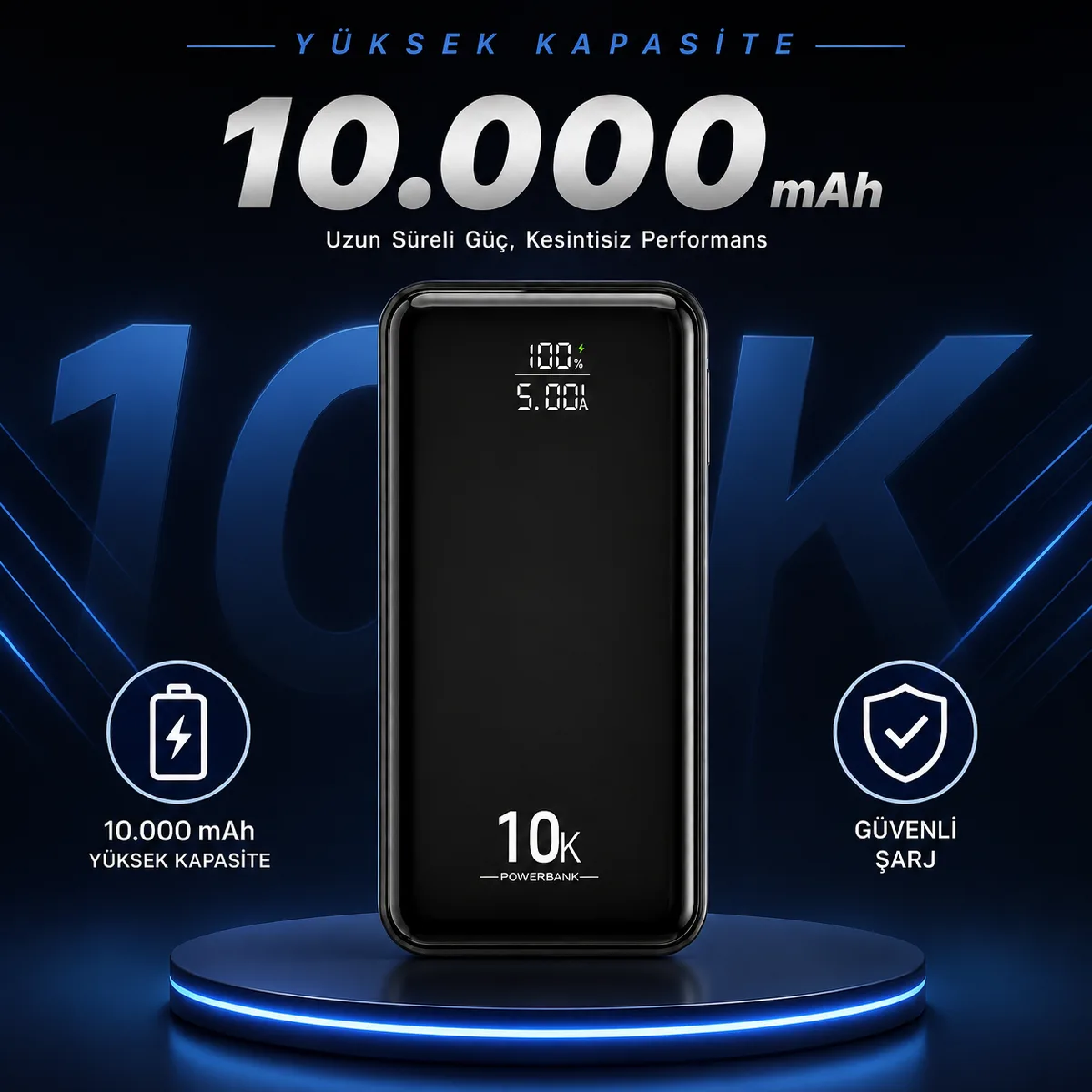 HEPU HP-AP08 Armor Powerbank – 10.000 mAh, Entegre Çoklu Kablolu, Dijital Göstergeli, Hızlı Şarj Destekli - Görsel 7