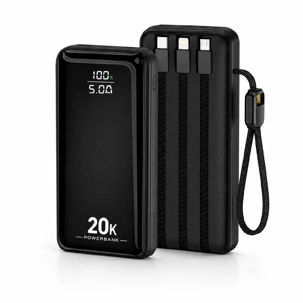 HEPU HP-AP09 Armor Powerbank – 20.000 mAh, Entegre Çoklu Kablolu, Dijital Göstergeli, Hızlı Şarj Destekli