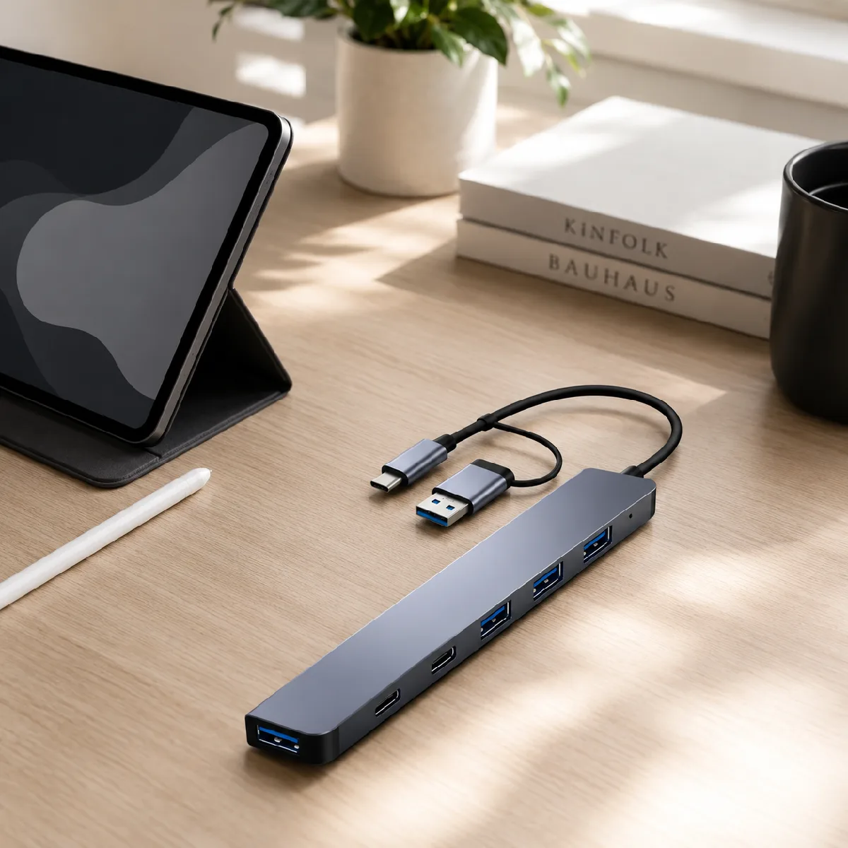 HEPU HP-B03 5-in-1 USB 3.0 HUB – 5 Portlu Çoklayıcı + Type-C ve USB-A Girişli + Alüminyum Gövde - Görsel 7