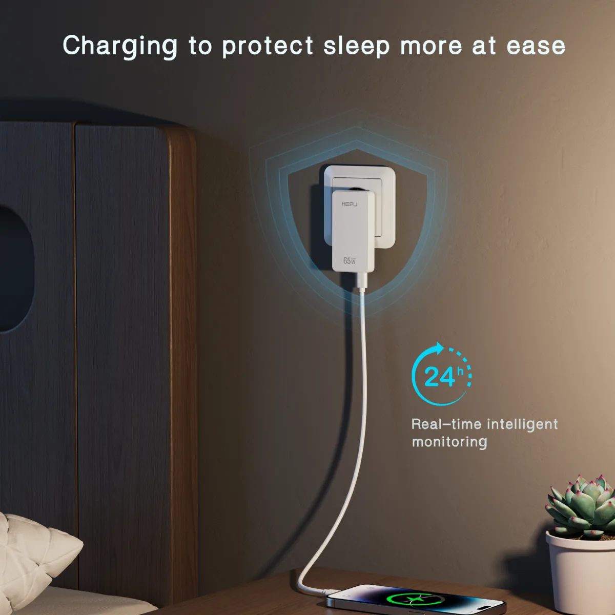 HEPU HP-C36 65W USB-C GaN Güç Adaptörü – Ultra İnce Tasarım, Hızlı Şarj Konforu (Type-C Kablo Dahildir) - Görsel 7