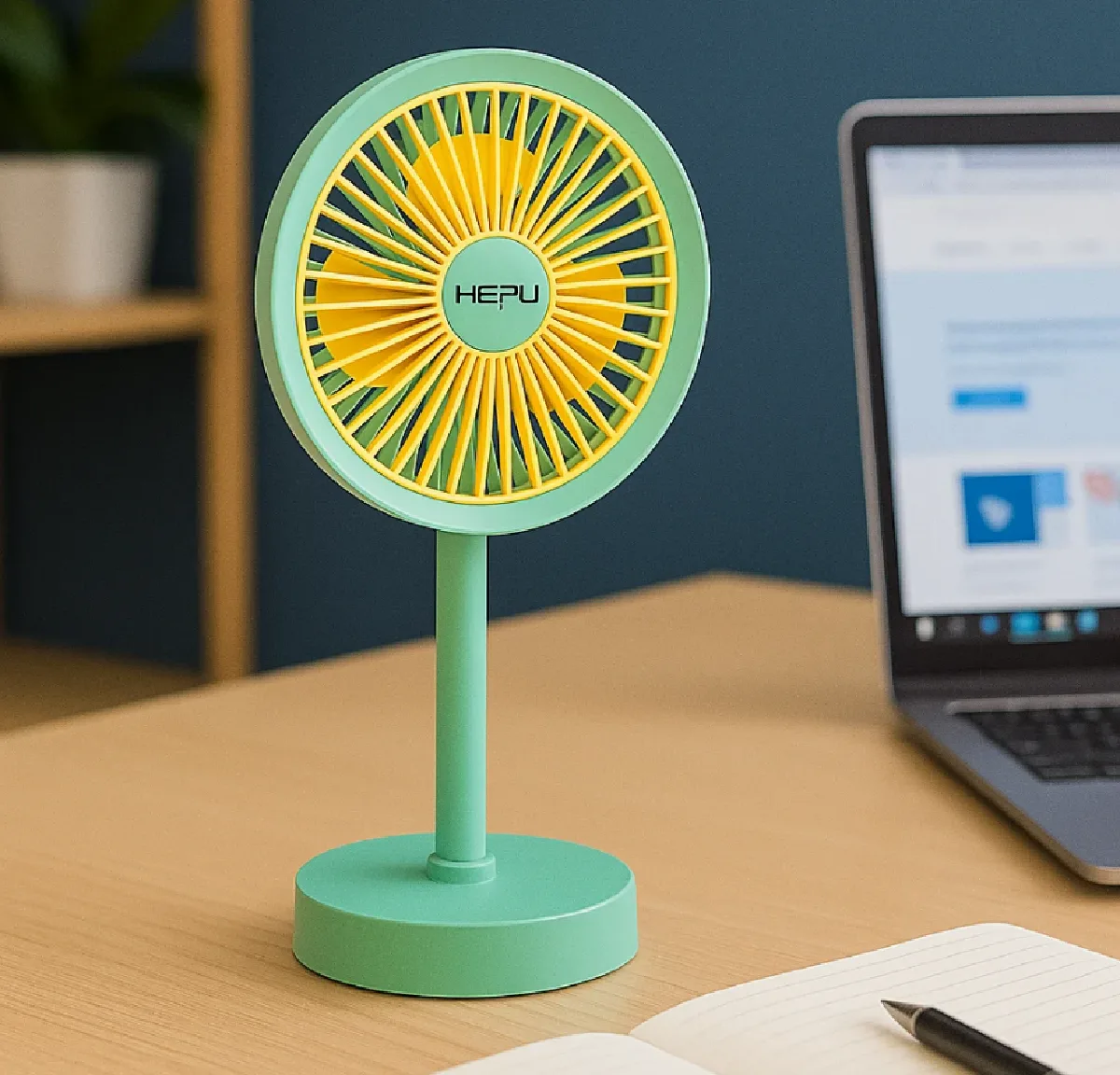 HEPU HP-F26 USB Şarjlı Sessiz Masaüstü Mini Fan - Görsel 2