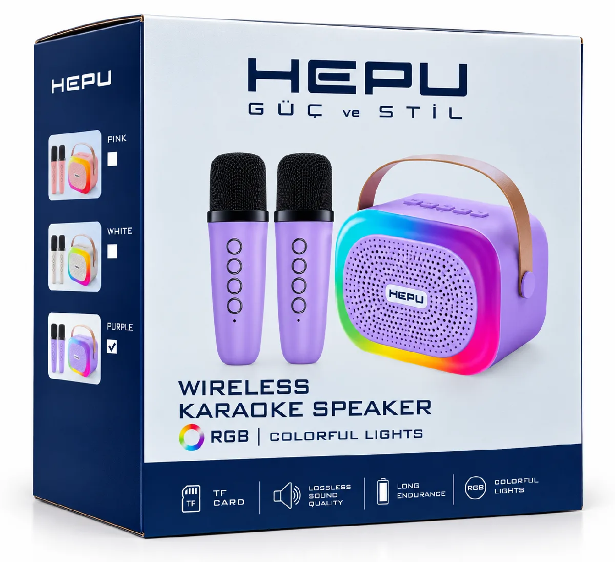 HEPU HP-MS02 5W Kablosuz Karaoke Hoparlör – 2 Mikrofonlu, RGB Işıklı - Görsel 6