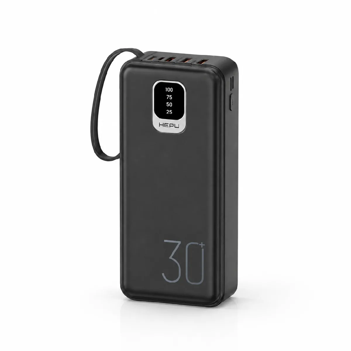 HEPU HP-TP03S Titan Series Powerbank – 30.000 mAh, 4 Entegre Kablolu, Dijital Göstergeli, Siyah - Görsel 3