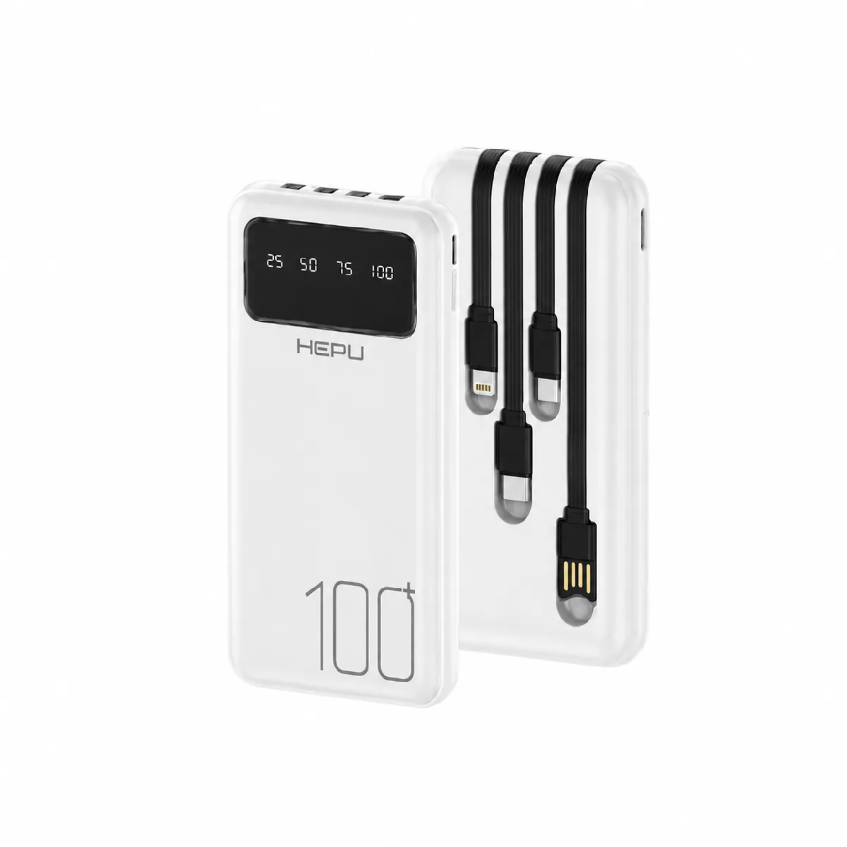 HEPU HP-TP04 Titan Series Powerbank – 10.000 mAh, 4 Entegre Kablolu, Dijital Göstergeli - Görsel 2