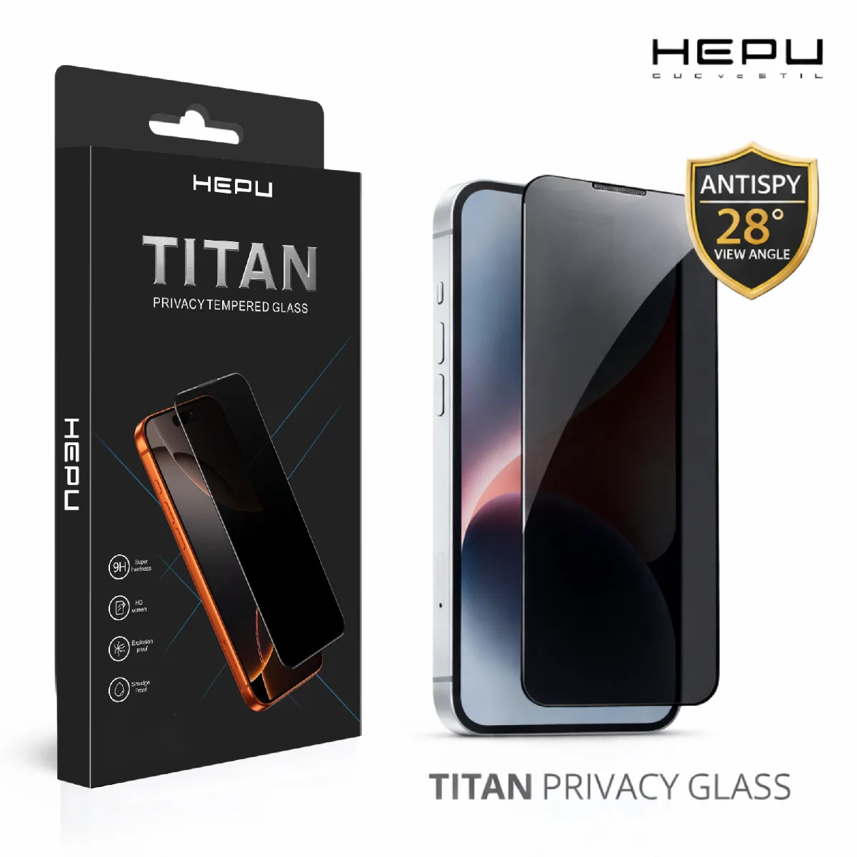 HEPU TITAN Privacy Cam Ekran Koruyucu – iPhone 15 Pro Max Uyumlu